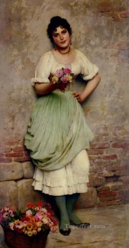 ウジェーヌ・デ・ブラース Painting - 花売りの女性ユージーン・デ・ブラース